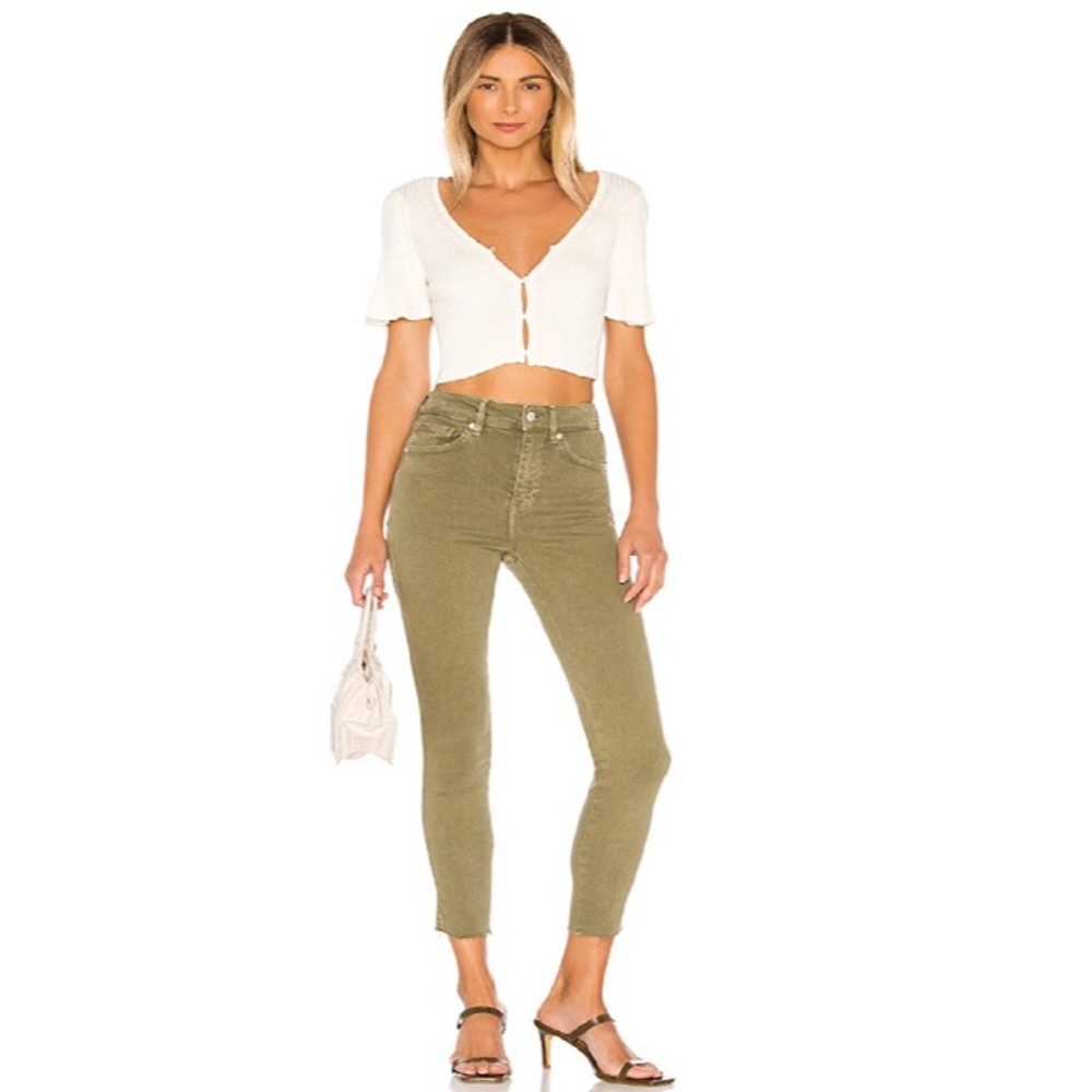 Free People Army Green Mid Rise Leggings